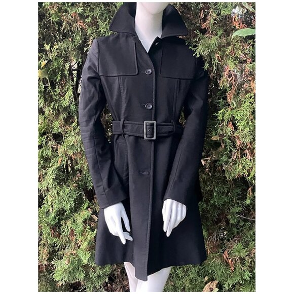 Theory Trench Coat Black with Belt Size M - Picture 1 of 10